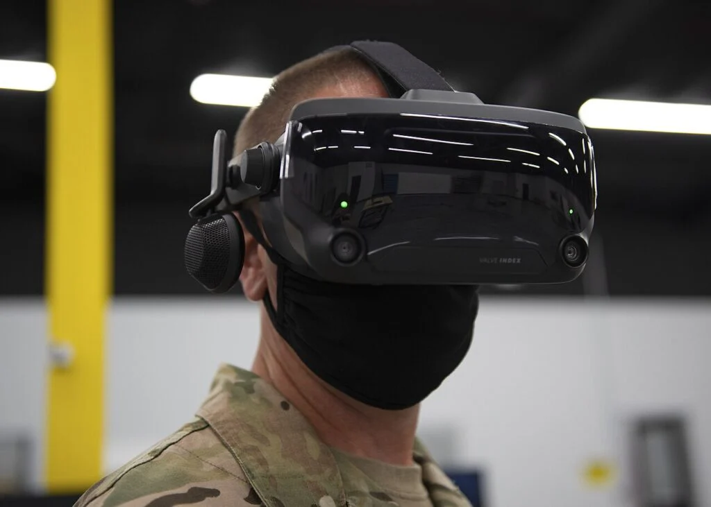 Person using a Valve Index VR headset
