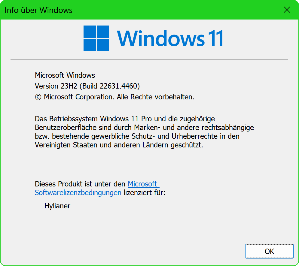 Windows 11 About window showing the version