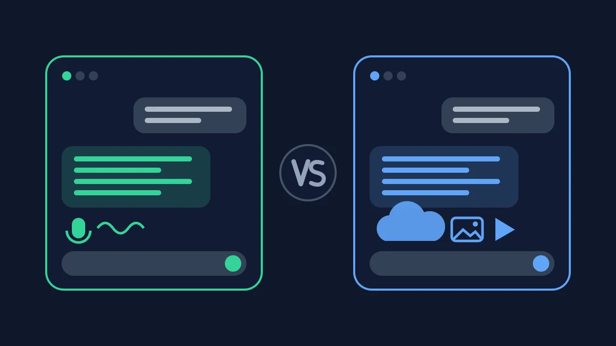 ChatGPT Go vs Google AI Plus illustrated as two chat windows, one with voice tools and one with cloud storage, image and video tools