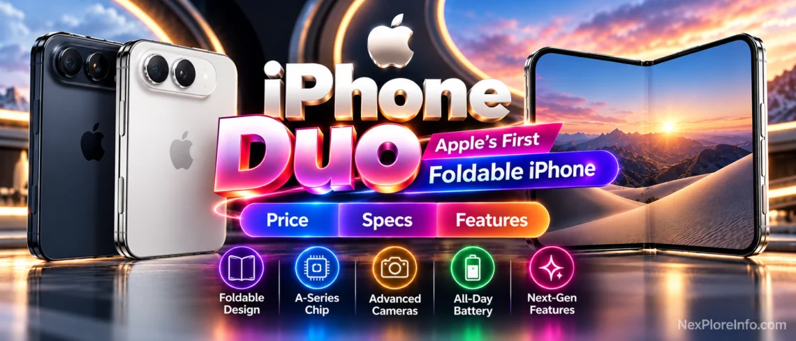 iPhone Duo, Apple's first foldable iPhone, shown open and folded
