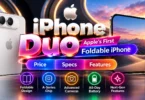 iPhone Duo, Apple's first foldable iPhone, shown open and folded