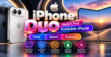 iPhone Duo, Apple's first foldable iPhone, shown open and folded