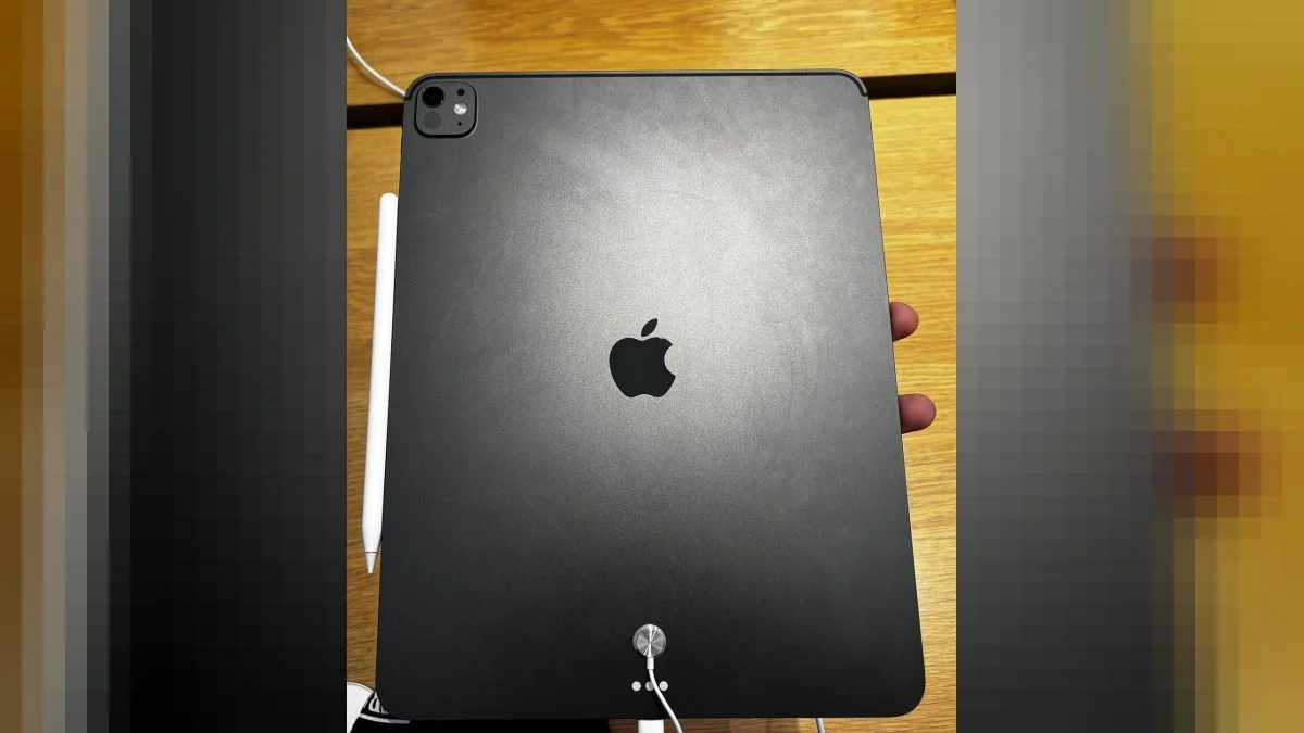 Back of the 13-inch iPad Pro M5 in Space Black with its camera and LiDAR module