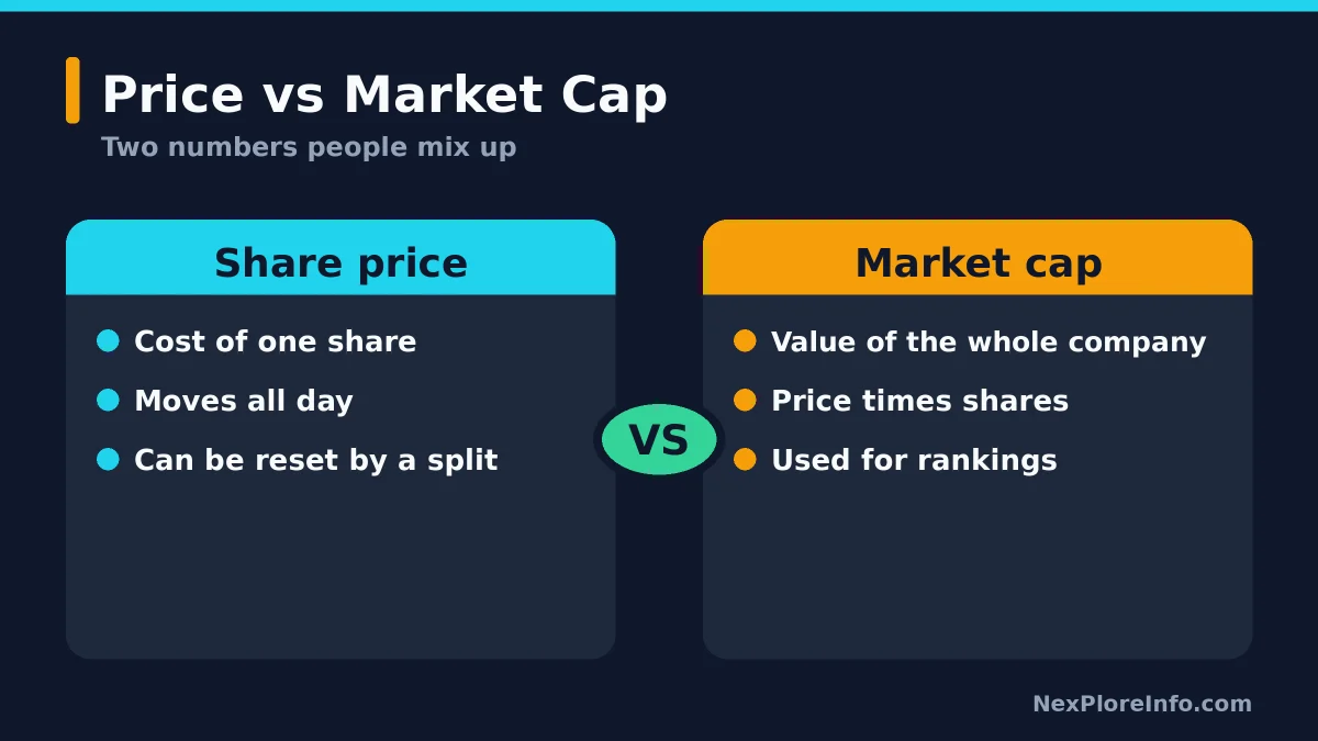Comparison of share price and market cap and what each one measures