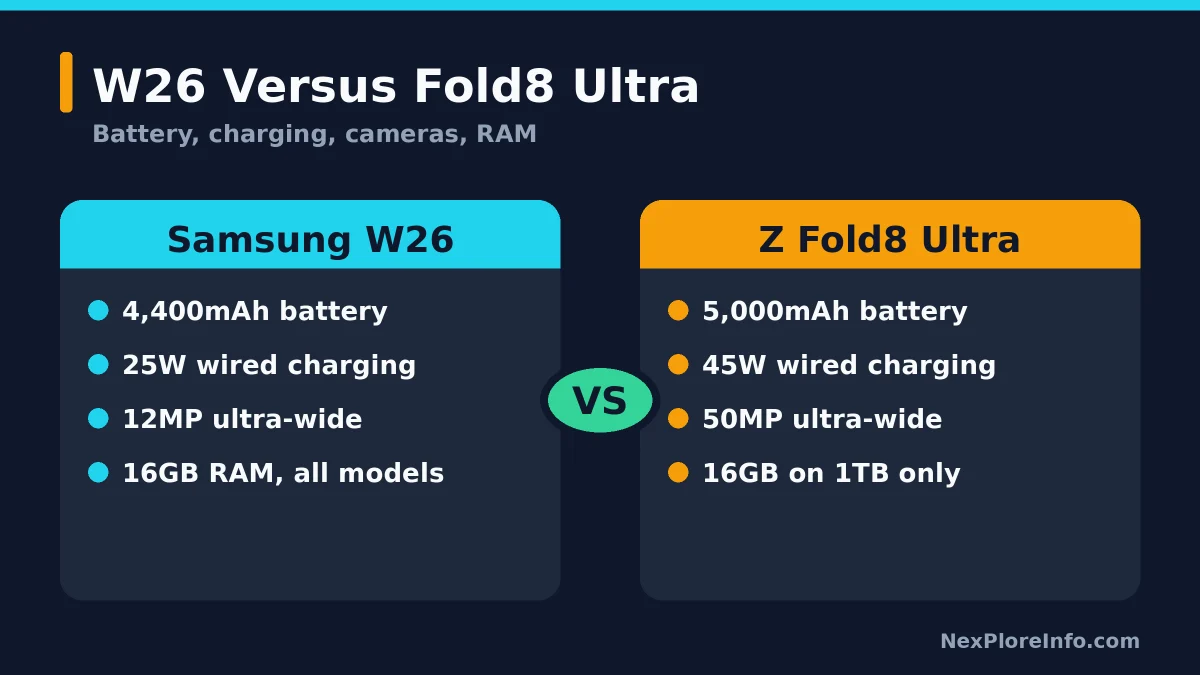 Samsung W26 versus Galaxy Z Fold8 Ultra